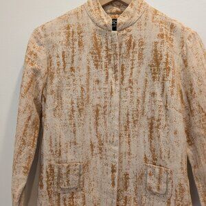 Vintage Cynthia Rowley Silk Blend Blazer in Cream and Gold